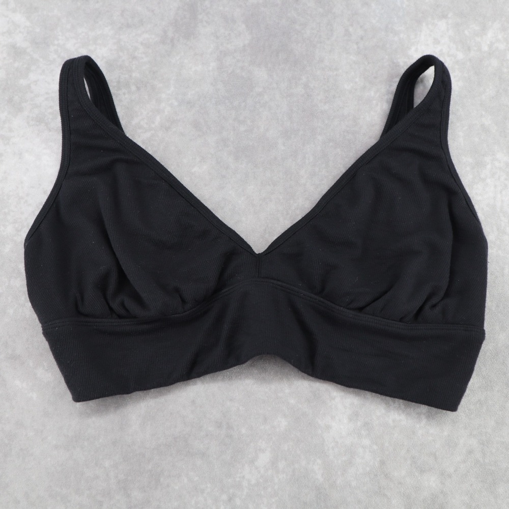 Parade Bralette Ribbed Black Wireless Modal Triangle Bra XL Soft Stretch Comfort